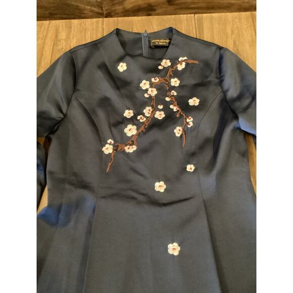 Gyalwana Embroidered Floral cherry blossom satin flare swing mini Dress 13 M/ L - Picture 13 of 13